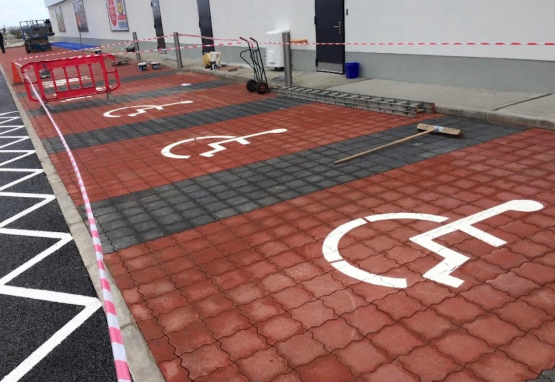 Freshly marked disabled parking bays